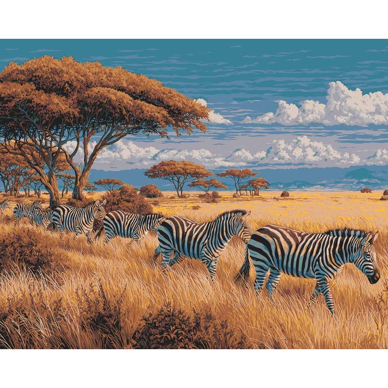 Painting by Numbers Animals Zebra Herd