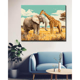 Painting by Numbers Animals Elephant and Giraffe in Love