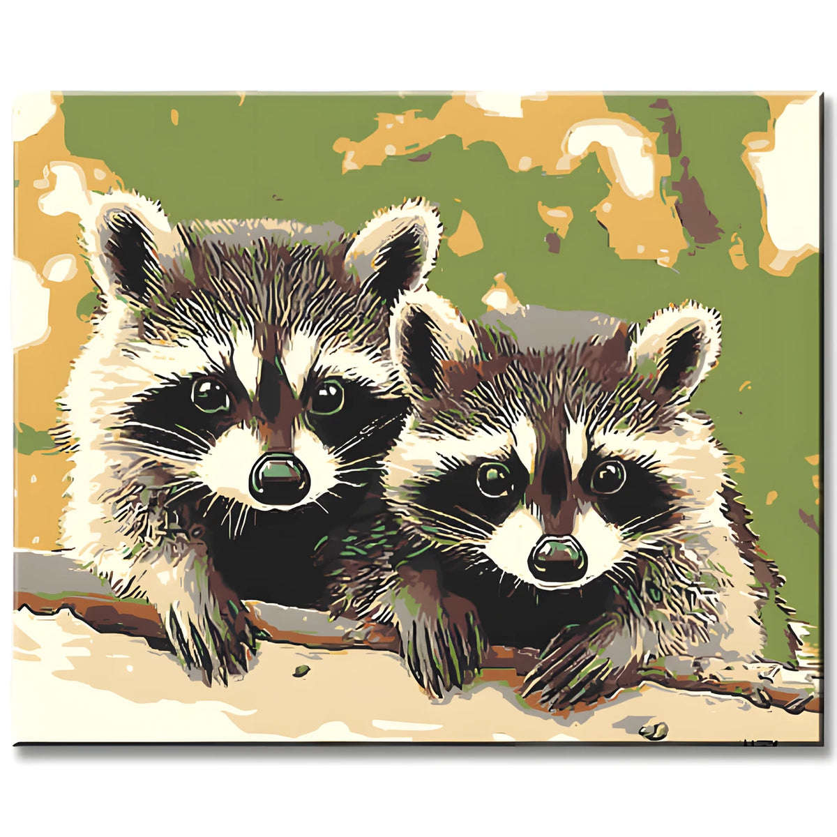 Paint by Numbers Animal Art Raccoon Couple Portrait