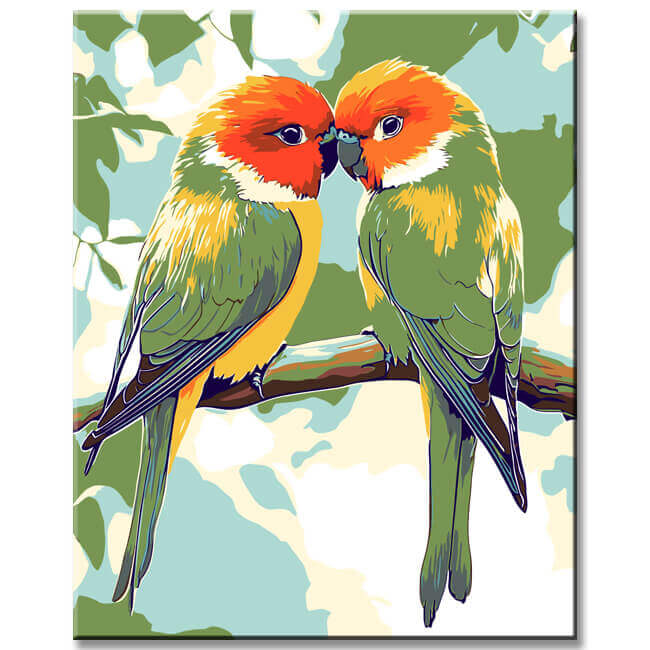 Paint by Numbers Animal Art Two Green Canaries
