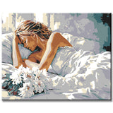 Paint by Numbers Art of a Sleeping Woman in Bed