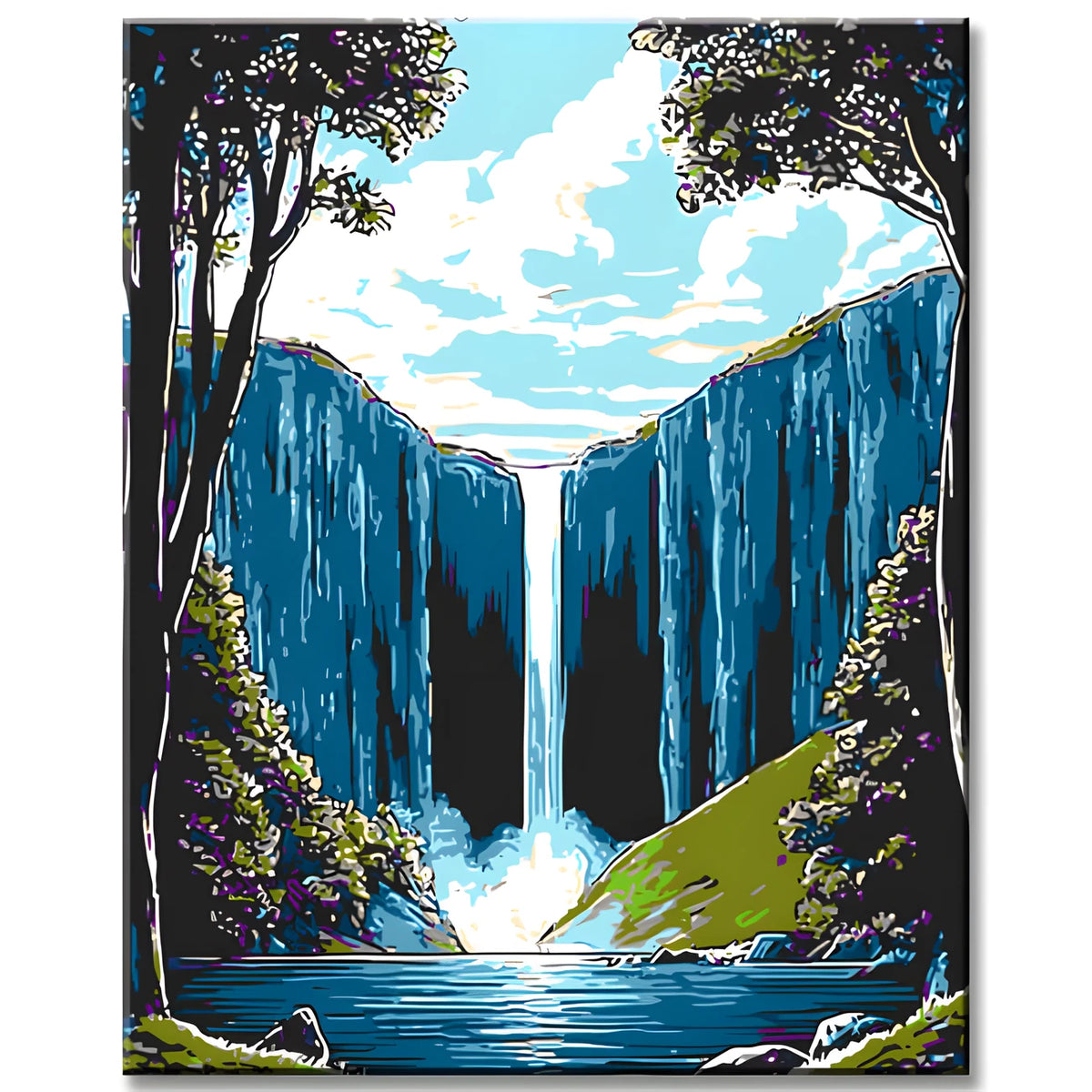 Paint by Numbers Landscape Mountain Waterfall