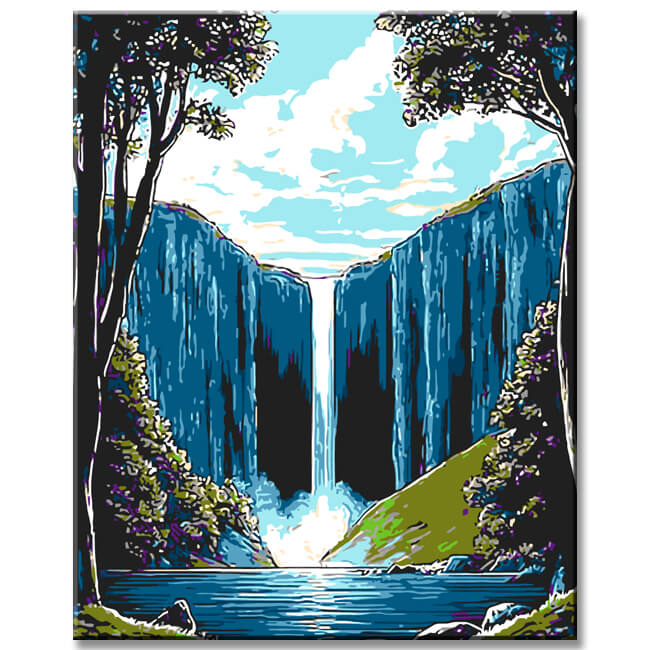 Paint by Numbers Landscape Mountain Waterfall
