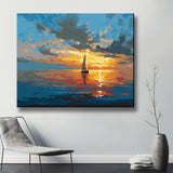 Painting by Numbers Pictures Sailboat in The Sunset