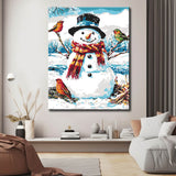 Paint by numbers snowman with birds