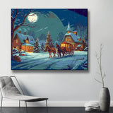 Painting by Numbers Christmas Christmas Village with Horse-Drawn Carriage