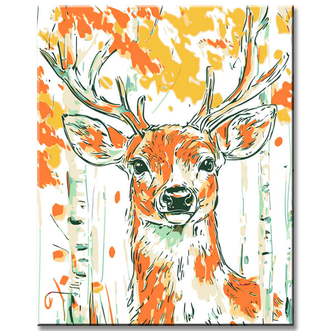 Painting by Numbers Deer in The Colorful forest of Leaves