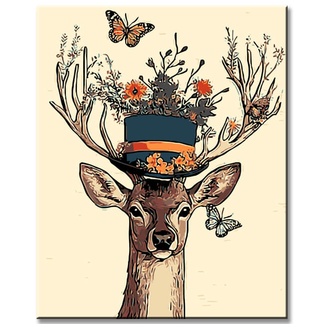 Painting by Numbers Deer with Butterflies