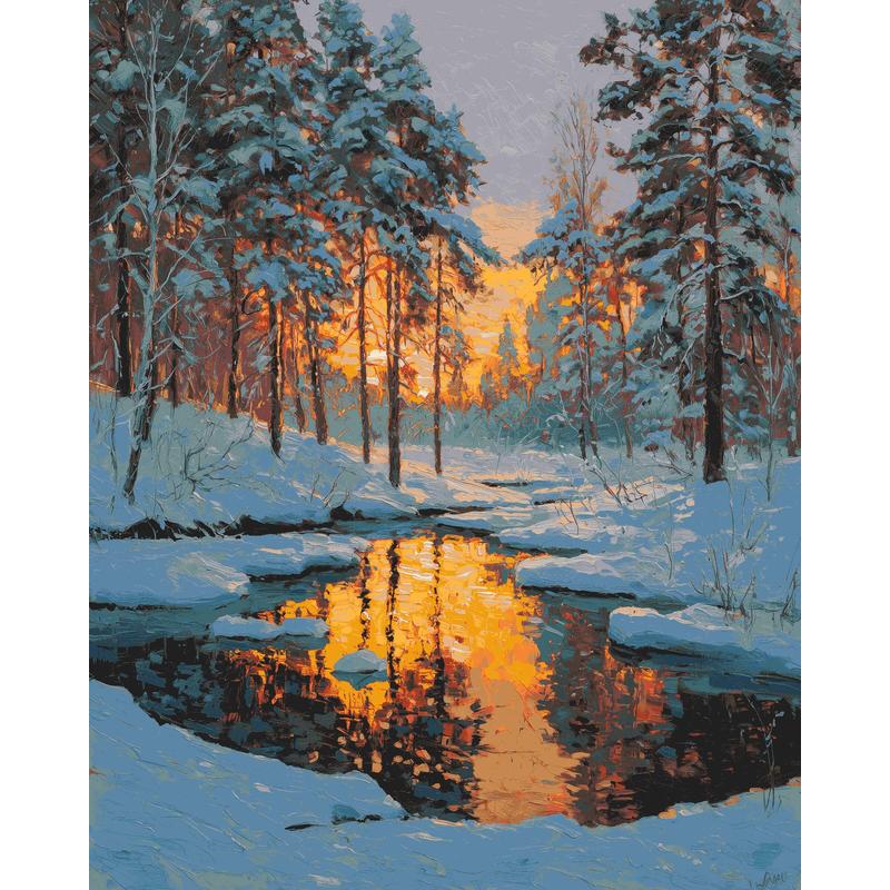 Painting by Numbers Pictures Winter Landscape in The Morning