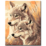 Paint by Numbers Animal Art Wolf Pair Portrait