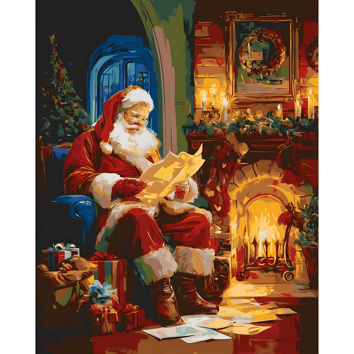 Painting by Numbers Santa Claus by The Fireplace