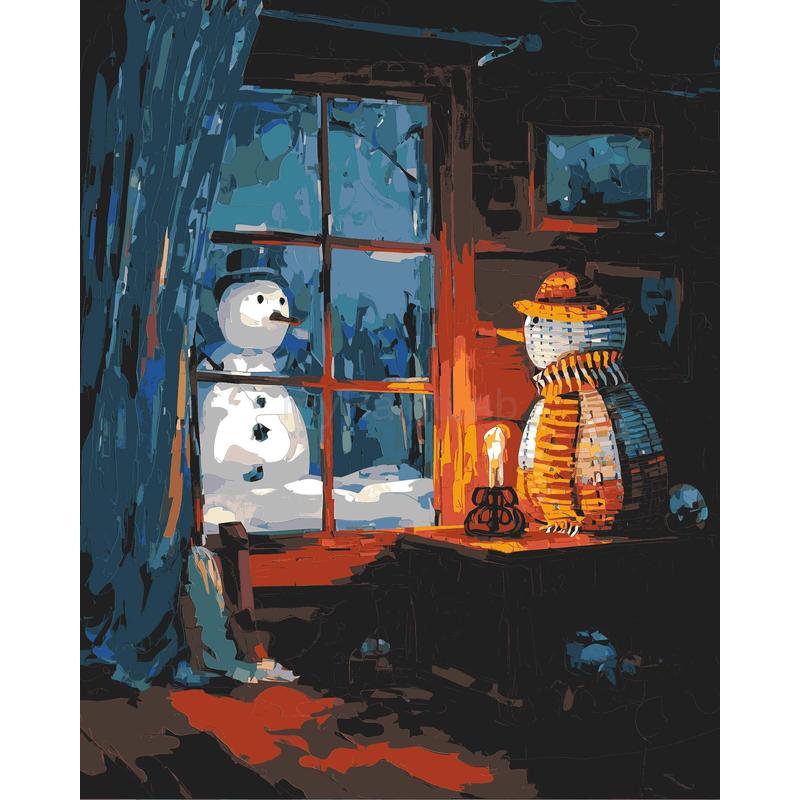 Painting by Numbers Snowman in The Garden