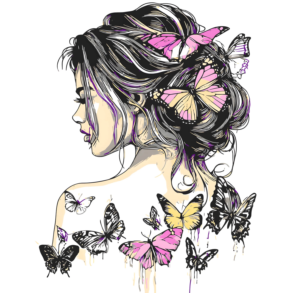Painting by Numbers Abstract Art Woman with Butterflies