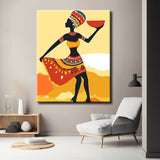 Paint by Numbers African Art Woman in a Red-Yellow Dress