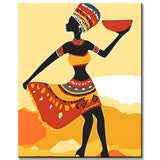 Paint by Numbers African Art Woman in a Red-Yellow Dress