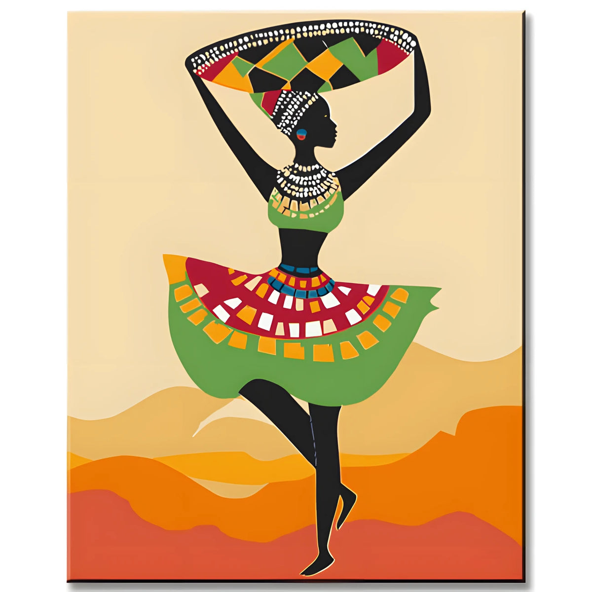 Paint by Numbers African Art Woman in a Colorful Dress