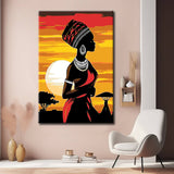Paint by Numbers African Art Woman in a Red Dress