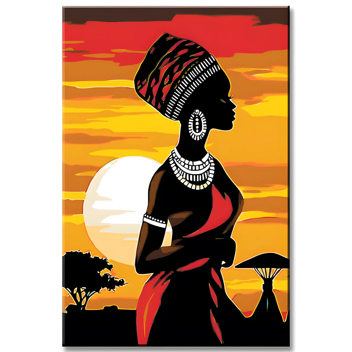 Paint by Numbers African Art Woman in a Red Dress