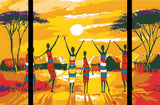 Painting by Numbers Africa Village in Steppe- 3-Panel (Triptych)