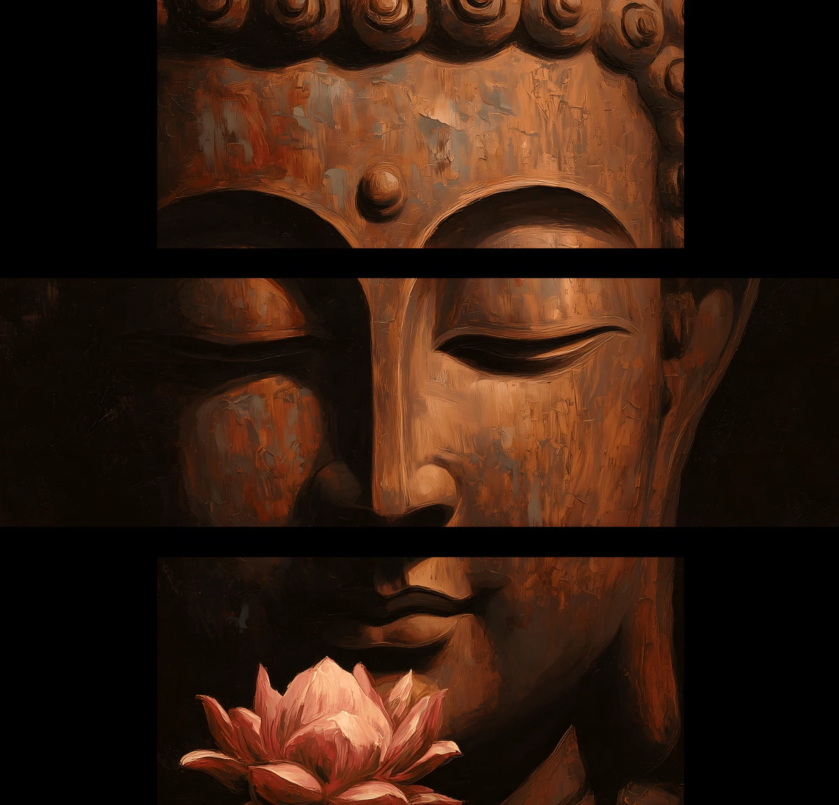 Painting by Numbers Buddha Woman White Flower- 3-Panel (Triptych)