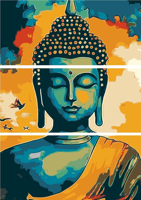 Sleeping Buddha Painting Art- 3-Panel (Triptych)