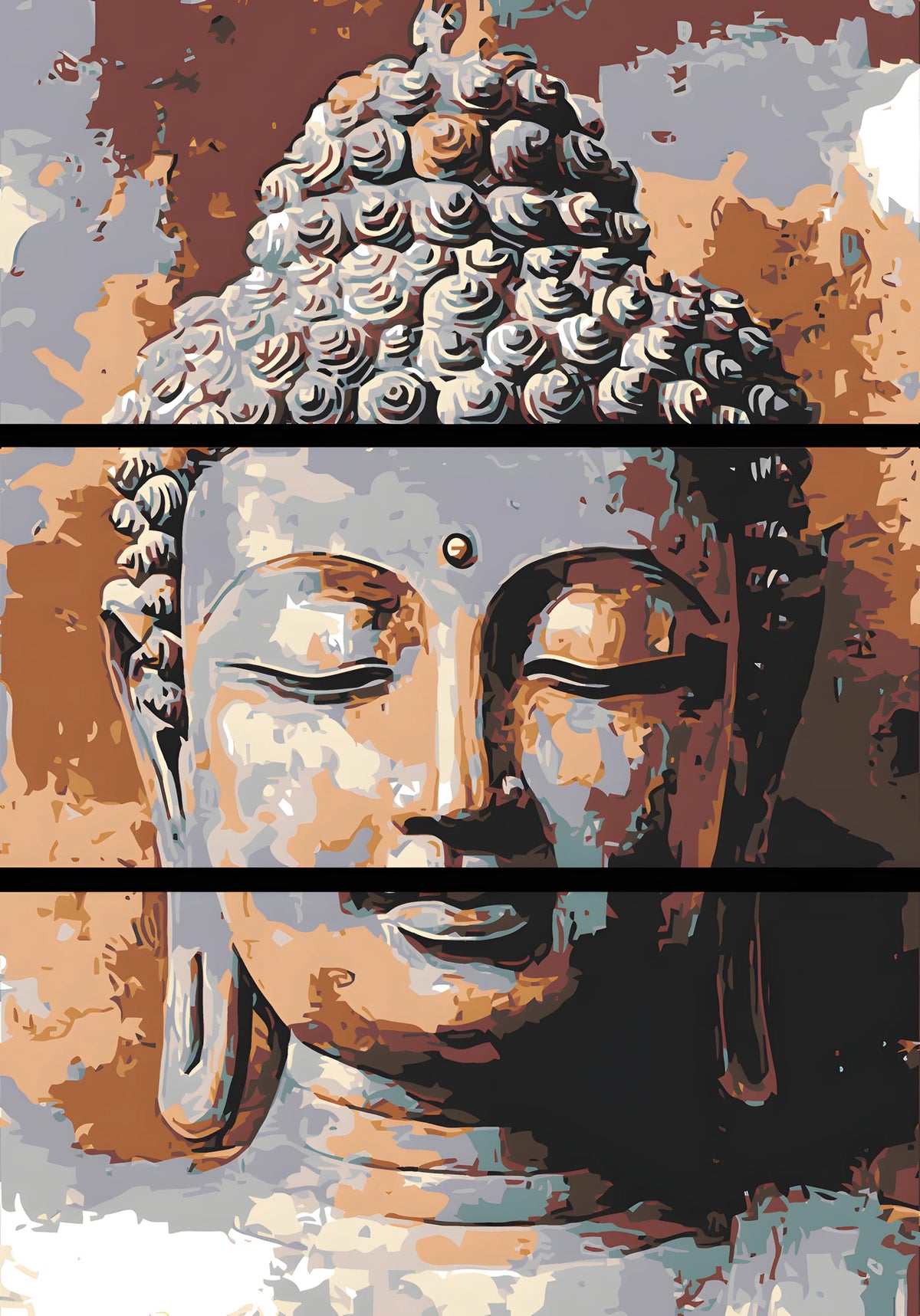 Painting by Numbers Buddha Southeast Asia 3-Panel (Triptych)