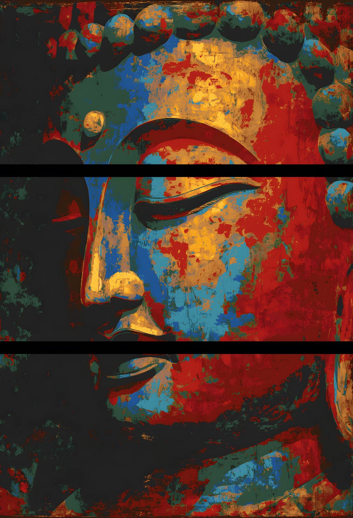 Painting by Numbers Buddha Southeast Asia Colored 3-Panel (Triptych)