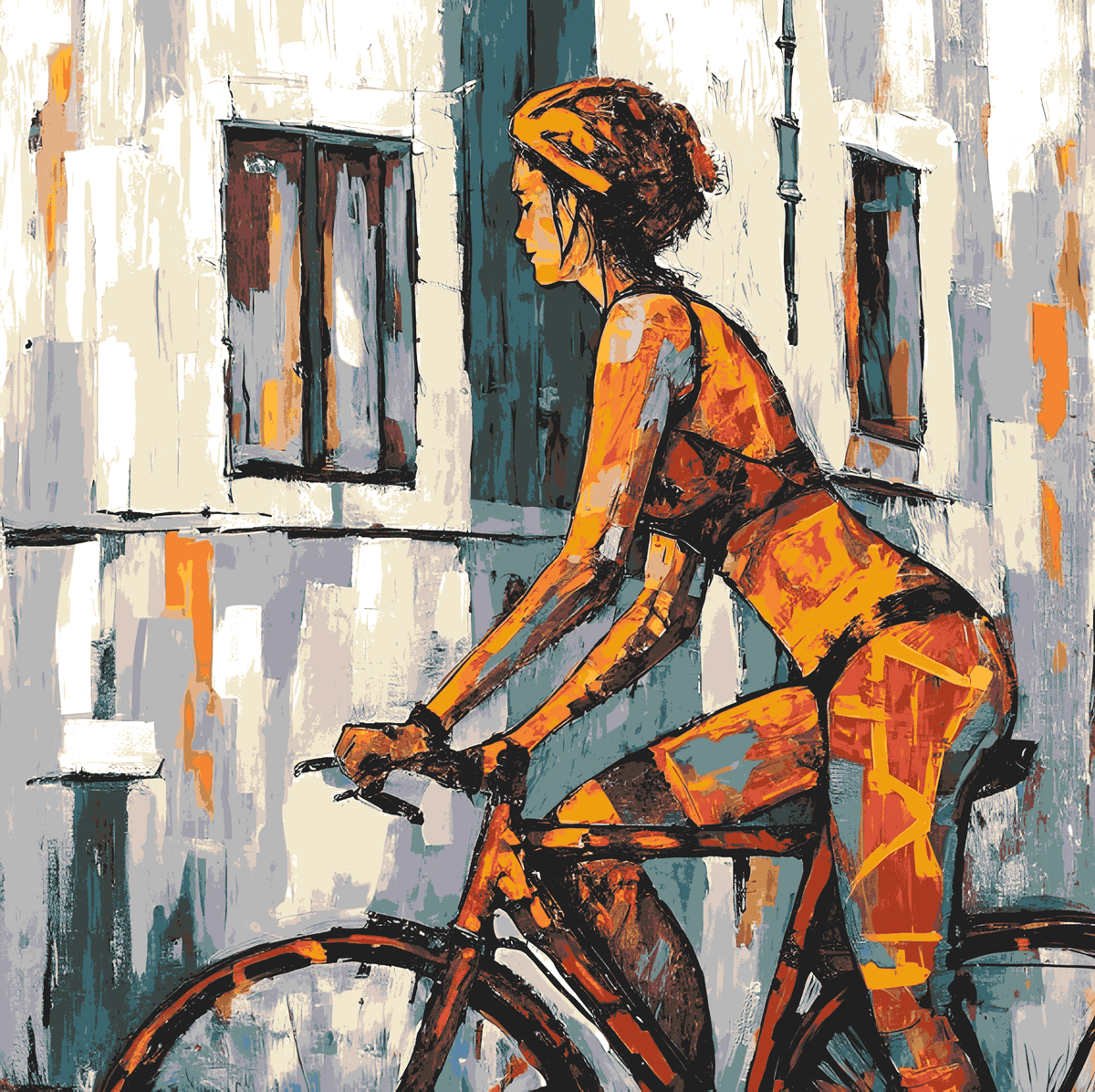 Painting by Numbers Modern Art Woman on Bicycle
