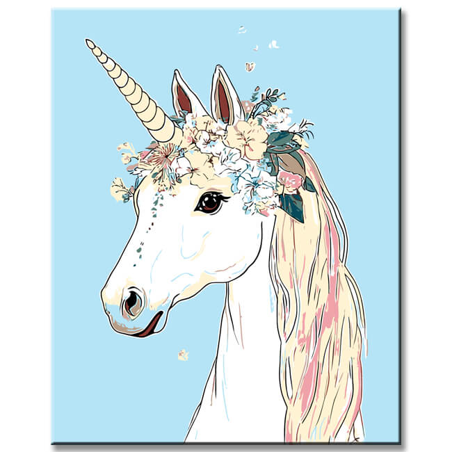 Paint-By-Numbers Unicorn With Flowers