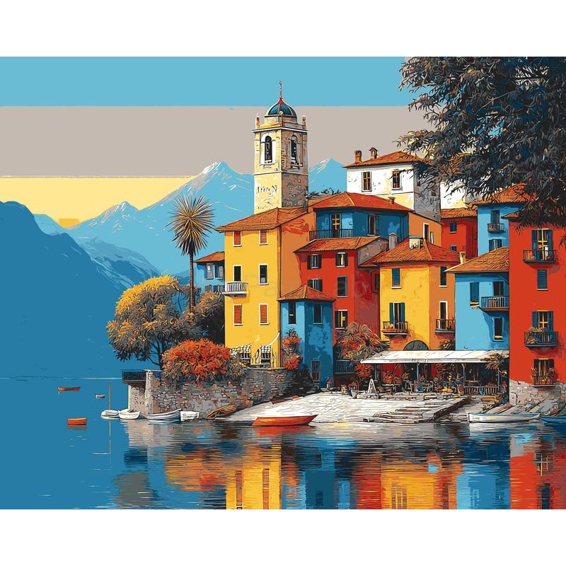 Painting by Numbers Island in Lake italy