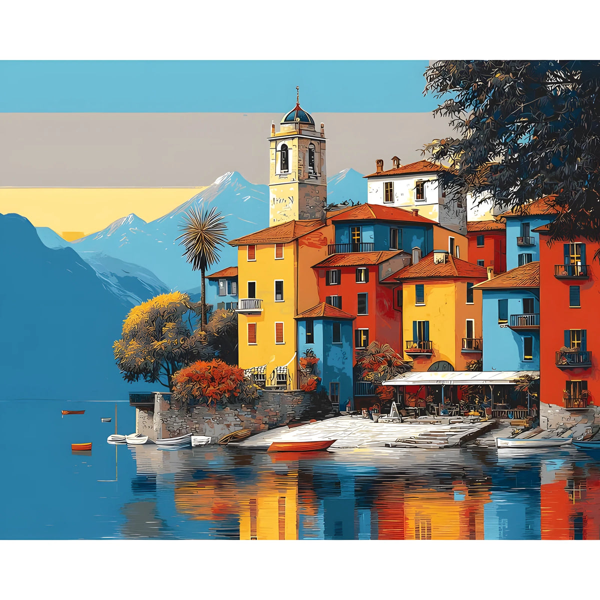 Painting by Numbers Island in Lake italy