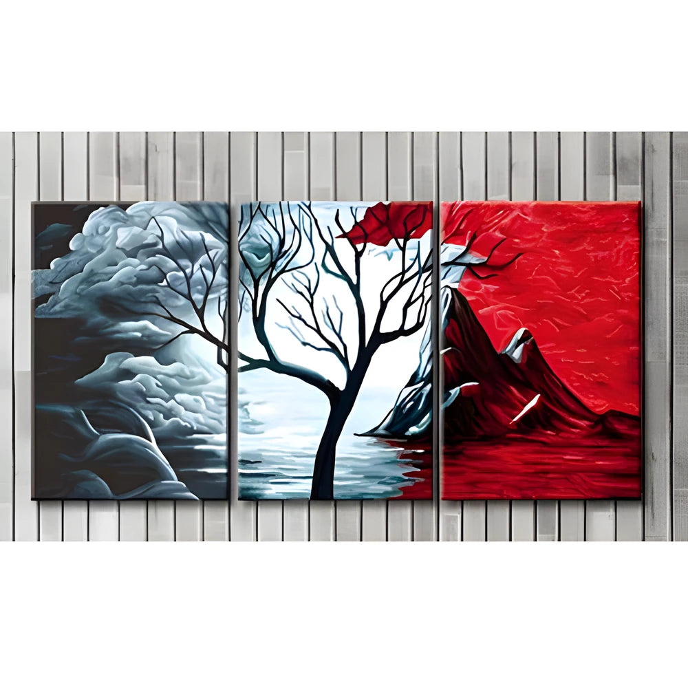 Painting by Numbers Triptych Fantasy Bare Tree