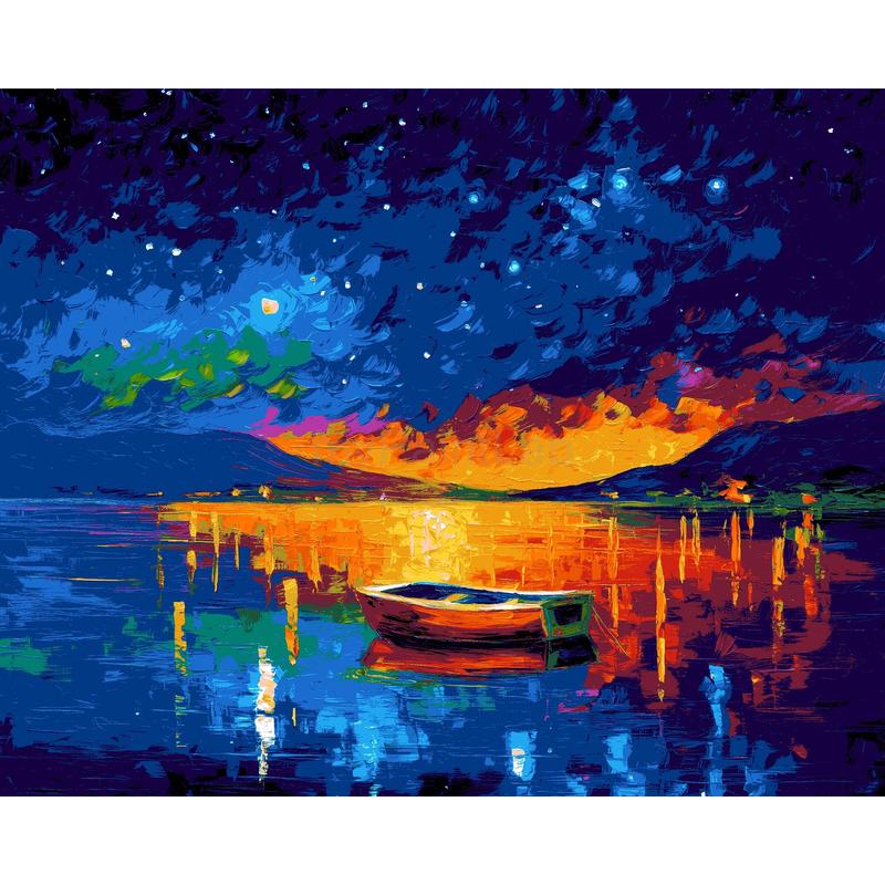 Painting by Numbers Boat on The Lake Abstract