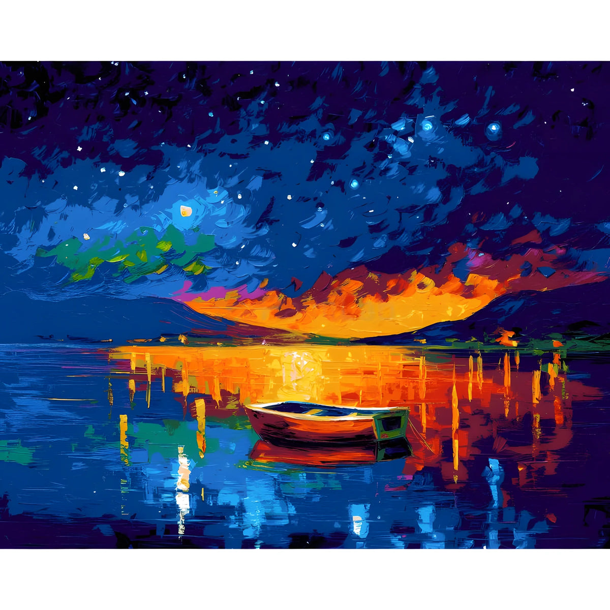 Painting by Numbers Boat on The Lake Abstract