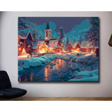 Painting by Numbers for Adults Mountain Village in The Snow