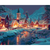 Painting by Numbers for Adults Mountain Village in The Snow