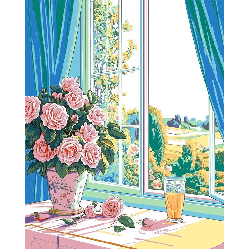 Painting by Numbers for Adults Bouquet of Flowers on The Window