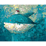 Paint by Numbers for Adults Animals Blue Fish