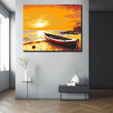 Painting by Numbers for Adults Rowing Boat on The Beach
