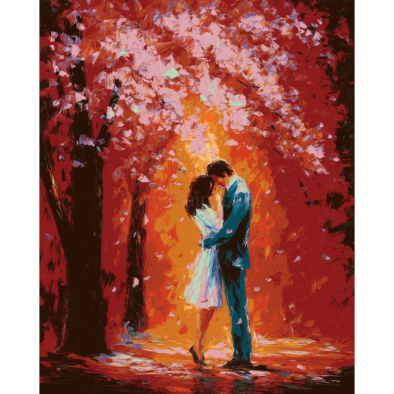 Painting by Numbers Couple in Love Under Umbrella