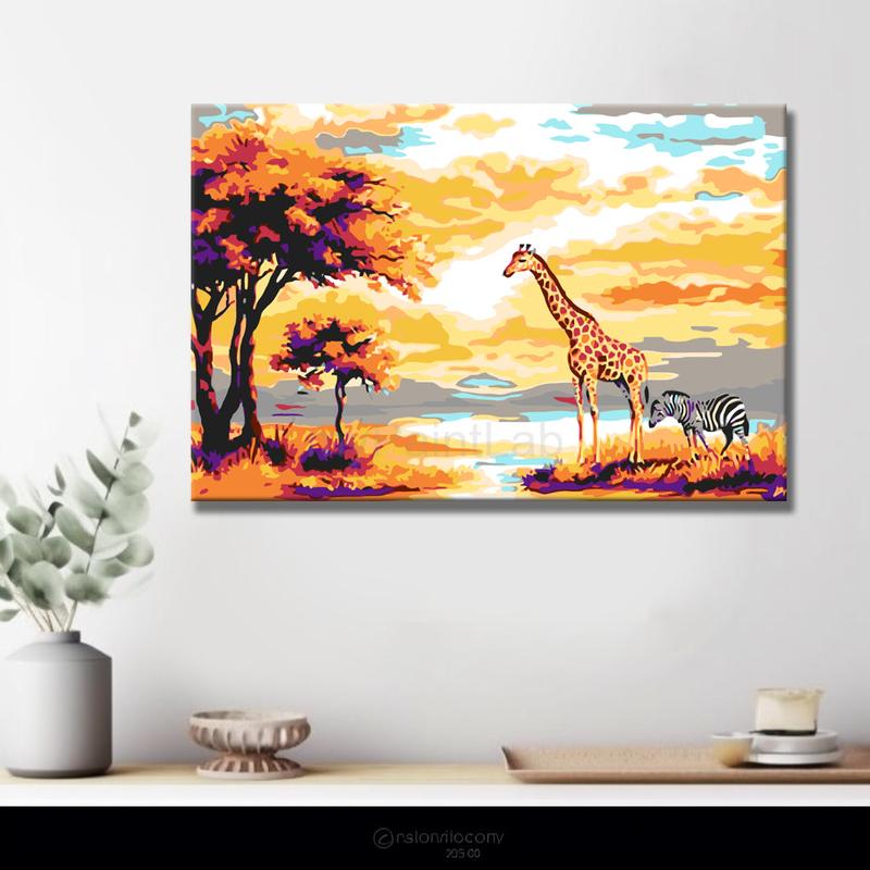 Painting by Numbers Giraffe and Zebras