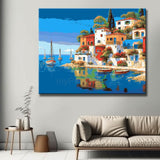 Painting by Numbers for Adults Boat Dock with Sailing Boats