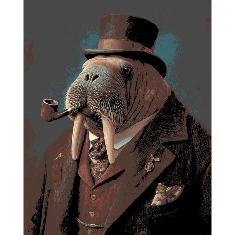 Painting by Numbers Animals Walrus with Pipe