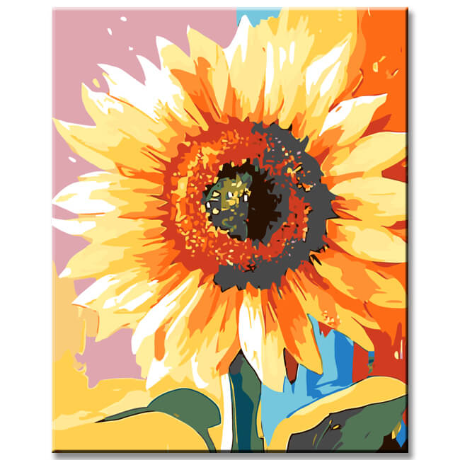 Painting by Numbers for Adults Sunflower in Rainbow Colors