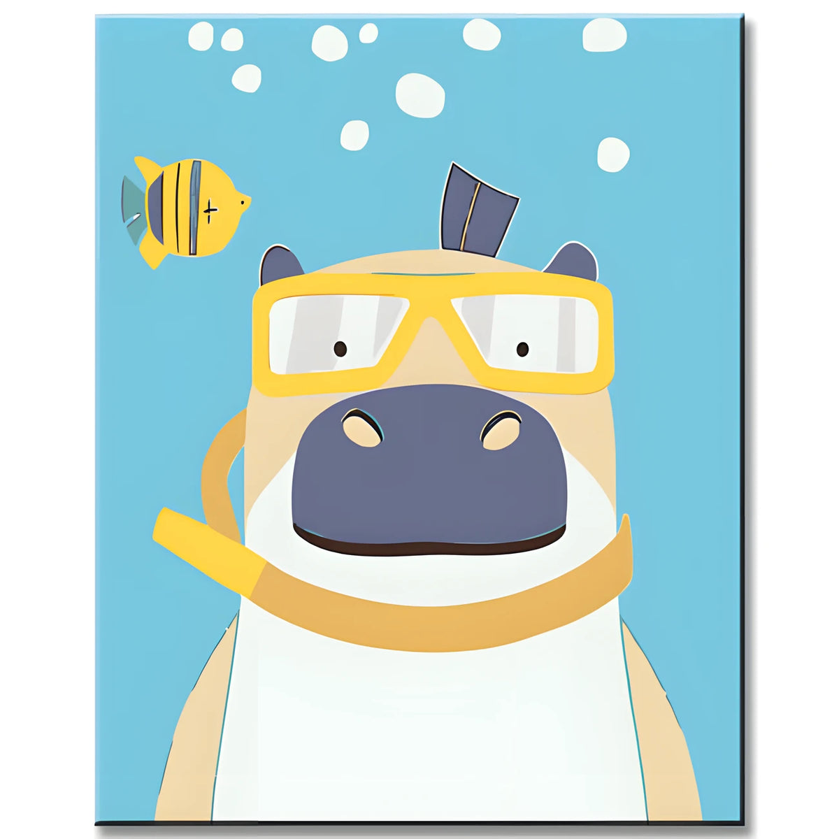 Paint by Numbers for Kids Animals Hippo with Diving Goggles