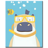 Paint by Numbers for Kids Animals Hippo with Diving Goggles