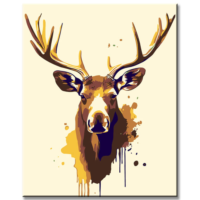 Paint by Numbers Moose Art Brown