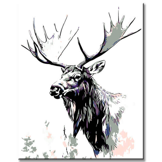 Paint by Numbers for Adults Animals Moose Gray