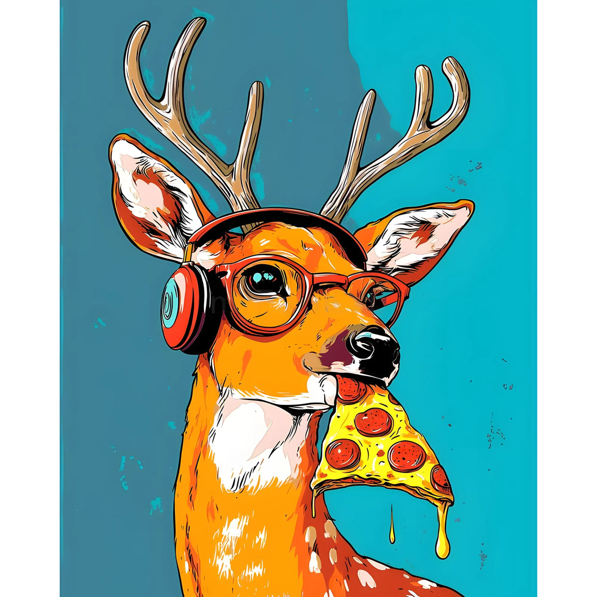 Painting by Numbers Moose with Pizza