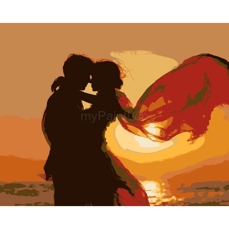 Painting by Numbers Couple in Love by The Sea Landscape People